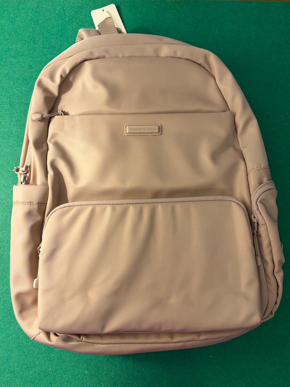 Traveler's Choice Women's Iria 20L Backpack, Latte Beige NWT Laptop pouch